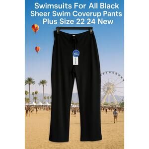 Swimsuits For All Black Sheer Swim Coverup Pants Plus Size 22 24 New